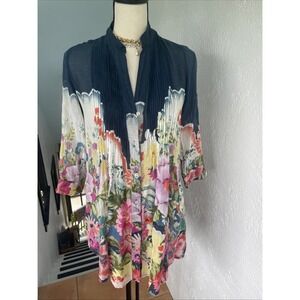 STUNNING FUNKY PEOPLE FLORAL BLOUSE ANTHROPOLOGIE SMALL In 100% Cotton